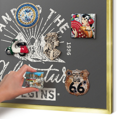 Metal magnet board with a gold frame Mountain inscription