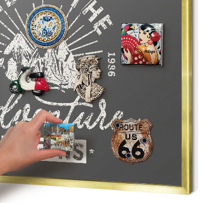 Metal magnet board with a gold frame Mountain inscription