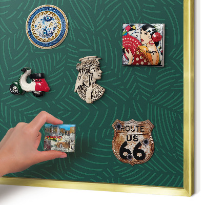 Magnetic board for magnets in a gold frame Green leaves