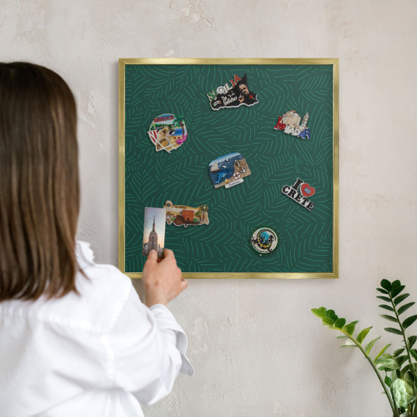 Magnetic board for magnets in a gold frame Green leaves