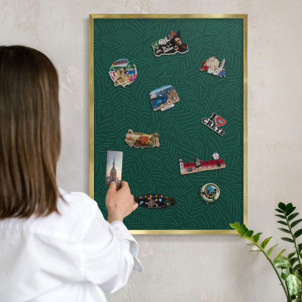 Magnetic board for magnets in a gold frame Green leaves