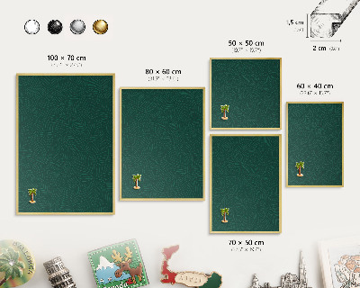 Magnetic board for magnets in a gold frame Green leaves