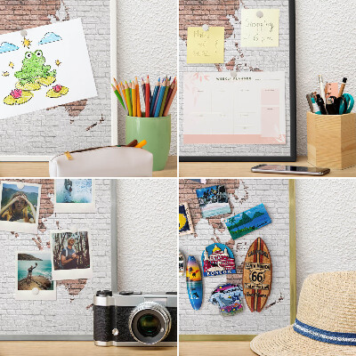 Metal magnet board with a gold frame Brick map