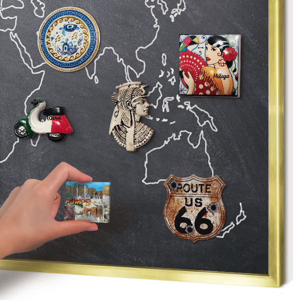 Magnetic board for magnets in a gold frame Cretaceous world