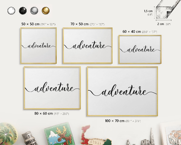 Metal magnet board with a gold frame Adventure written