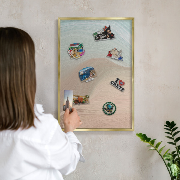 Magnetic board for magnets in a gold frame Pastel swirl