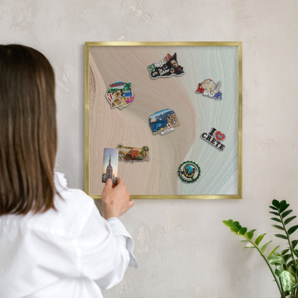 Magnetic board for magnets in a gold frame Pastel swirl