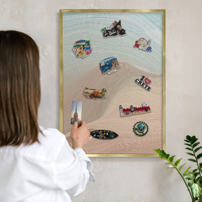 Magnetic board for magnets in a gold frame Pastel swirl