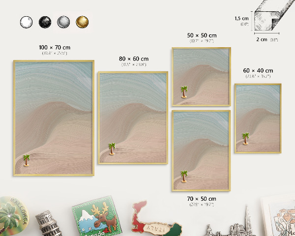 Magnetic board for magnets in a gold frame Pastel swirl