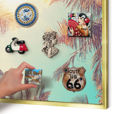 Magnetic board for magnets in a gold frame Tropical paradise