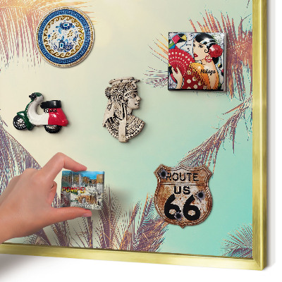Magnetic board for magnets in a gold frame Tropical paradise