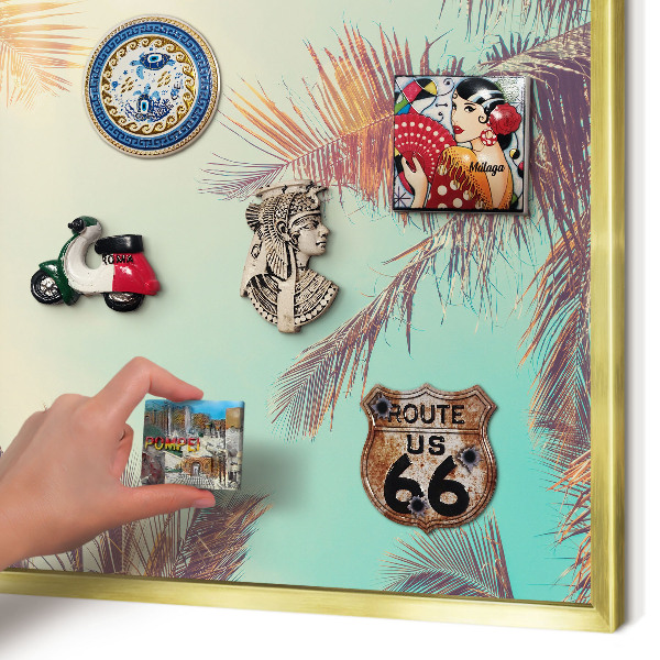 Magnetic board for magnets in a gold frame Tropical paradise