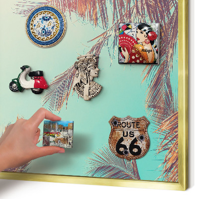 Magnetic board for magnets in a gold frame Tropical paradise