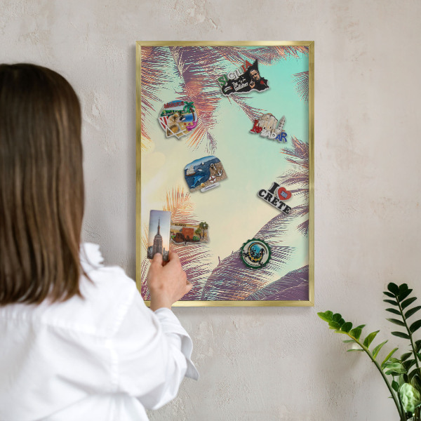 Magnetic board for magnets in a gold frame Tropical paradise
