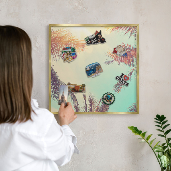 Magnetic board for magnets in a gold frame Tropical paradise
