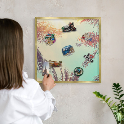 Magnetic board for magnets in a gold frame Tropical paradise