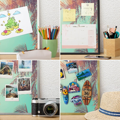 Magnetic board for magnets in a gold frame Tropical paradise