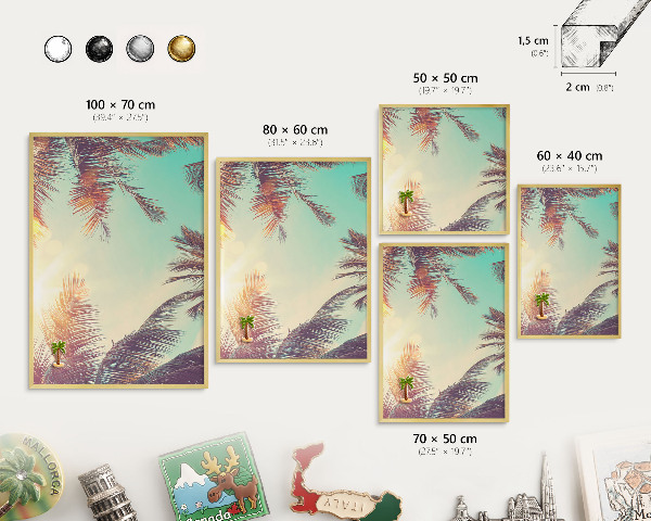 Magnetic board for magnets in a gold frame Tropical paradise