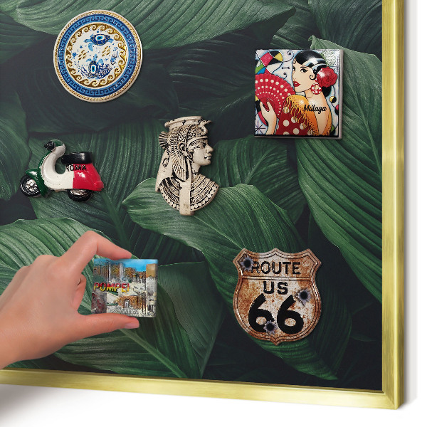 Metal magnet board with a gold frame The greenery of nature