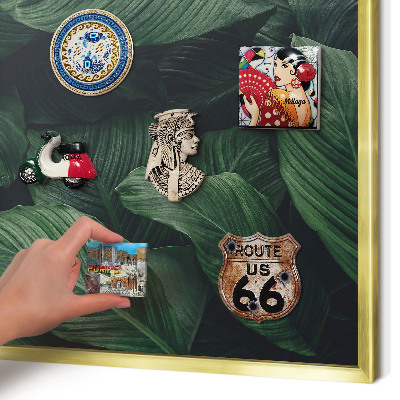 Metal magnet board with a gold frame The greenery of nature