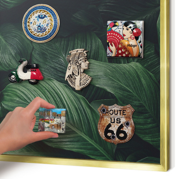 Metal magnet board with a gold frame The greenery of nature