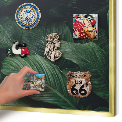 Metal magnet board with a gold frame The greenery of nature