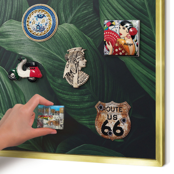Metal magnet board with a gold frame The greenery of nature
