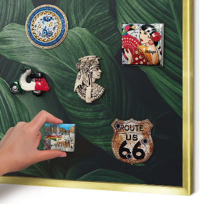 Metal magnet board with a gold frame The greenery of nature