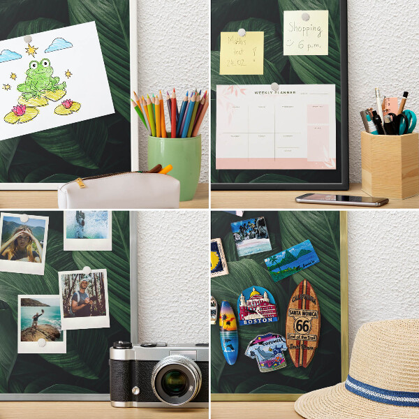 Metal magnet board with a gold frame The greenery of nature