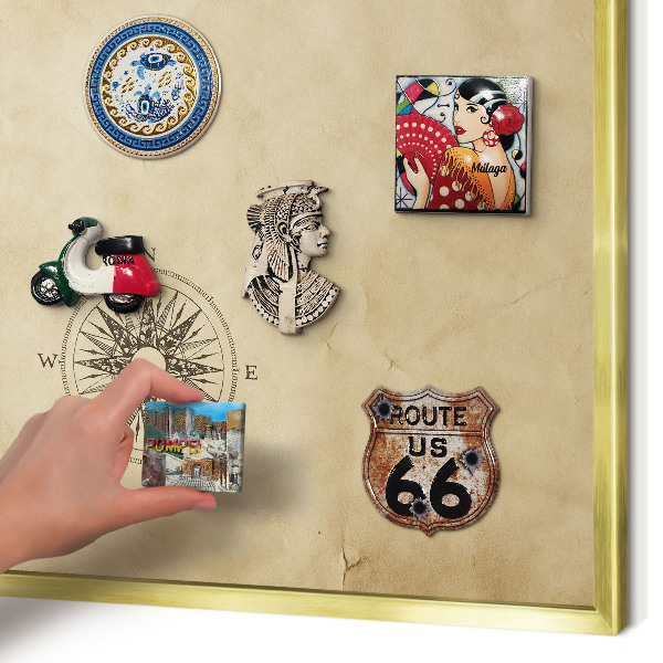 Magnetic board for magnets in a gold frame Wind rose