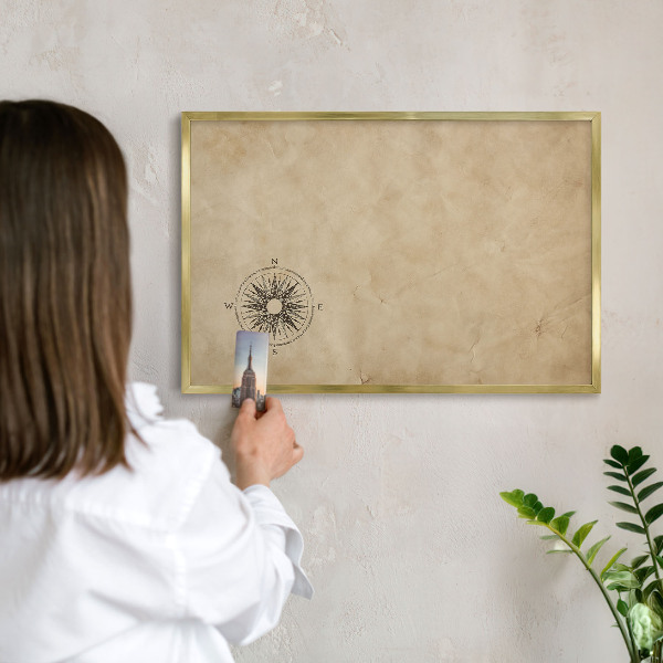 Magnetic board for magnets in a gold frame Wind rose