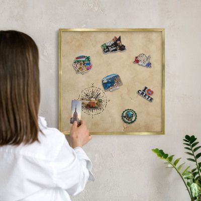 Magnetic board for magnets in a gold frame Wind rose