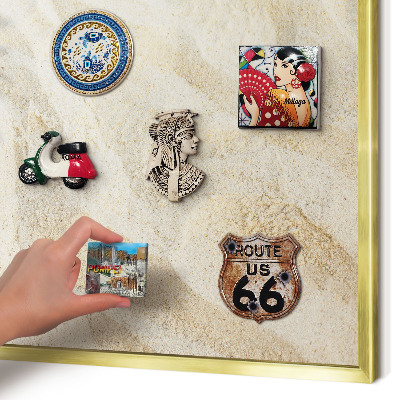 Metal magnet board with a gold frame Tropical pattern