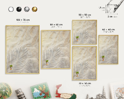 Metal magnet board with a gold frame Tropical pattern