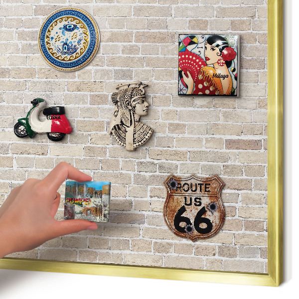 Magnetic board for magnets in a gold frame Brick pattern