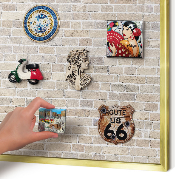 Magnetic board for magnets in a gold frame Brick pattern