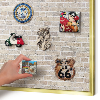 Magnetic board for magnets in a gold frame Brick pattern