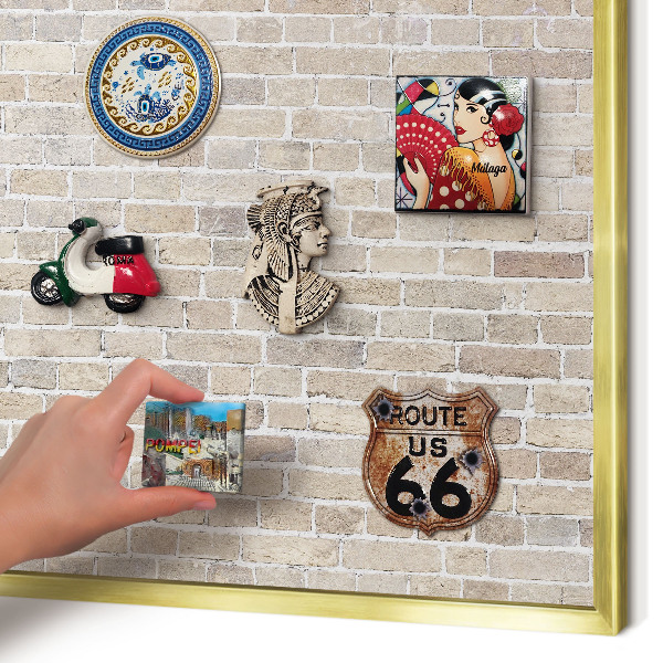 Magnetic board for magnets in a gold frame Brick pattern