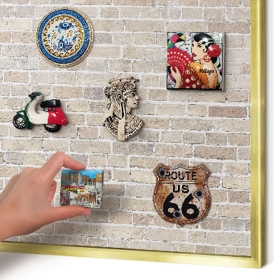 Magnetic board for magnets in a gold frame Brick pattern