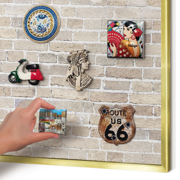 Magnetic board for magnets in a gold frame Brick pattern