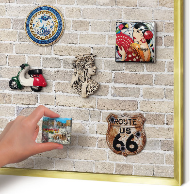 Magnetic board for magnets in a gold frame Brick pattern