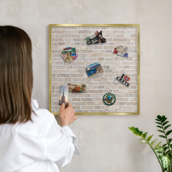 Magnetic board for magnets in a gold frame Brick pattern