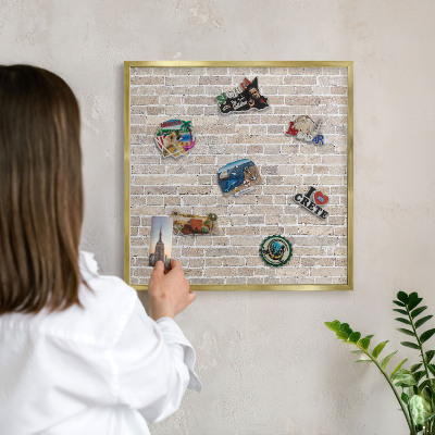 Magnetic board for magnets in a gold frame Brick pattern