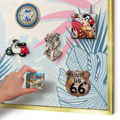 Magnetic board for magnets in a gold frame Tropical abstraction