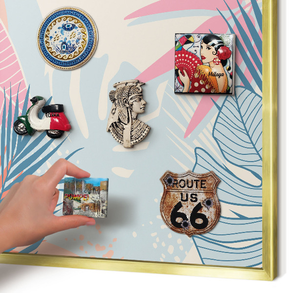 Magnetic board for magnets in a gold frame Tropical abstraction