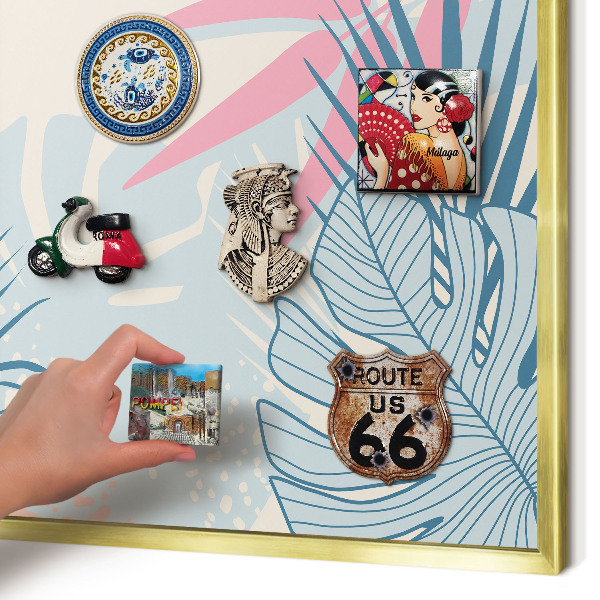 Magnetic board for magnets in a gold frame Tropical abstraction