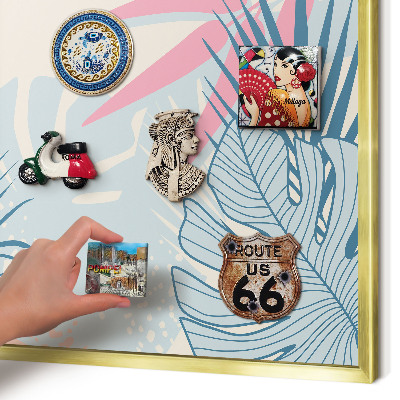 Magnetic board for magnets in a gold frame Tropical abstraction