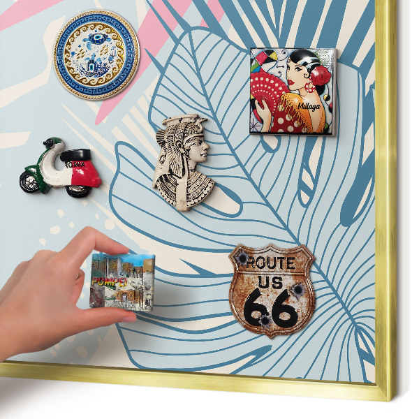 Magnetic board for magnets in a gold frame Tropical abstraction