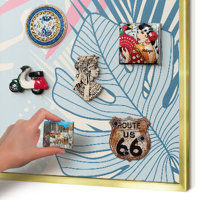 Magnetic board for magnets in a gold frame Tropical abstraction