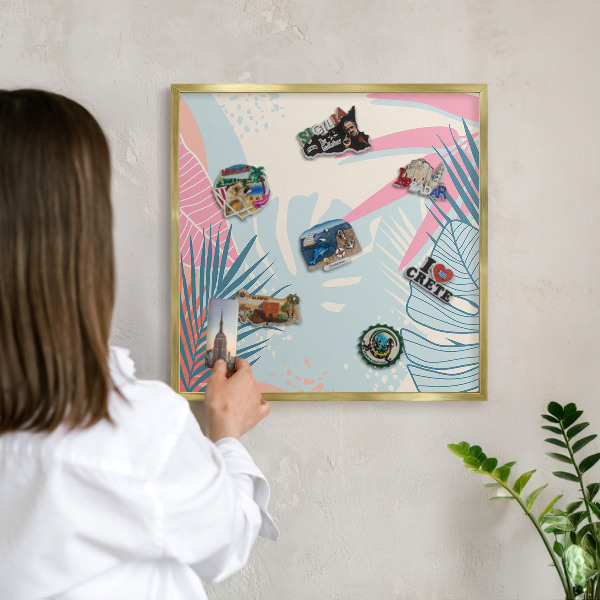 Magnetic board for magnets in a gold frame Tropical abstraction